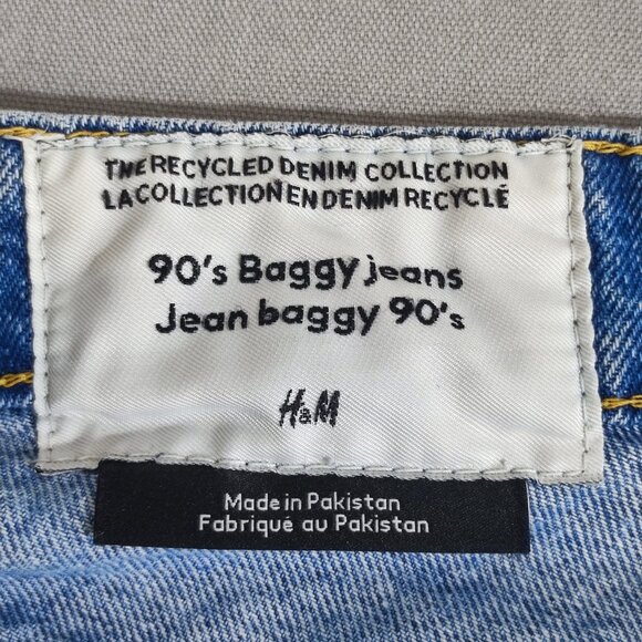 H&M 90's Baggy Jeans women's sz 12 medium washed denim blue recycled collection - Picture 5 of 14